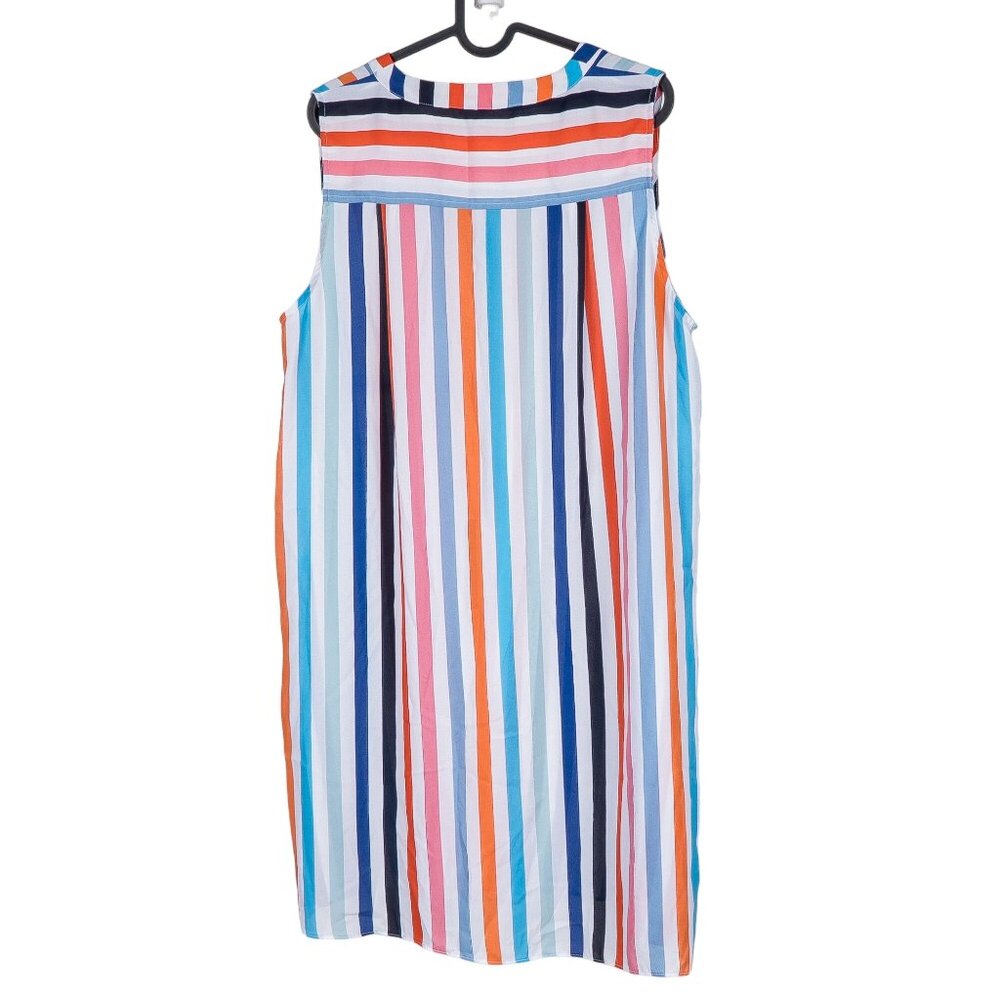 Retro Striped Tunic Top XL Swim Cover Up Colorful Long Sleeveless Buttons Summer - Picture 2 of 8